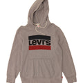 LEVI'S Mens Graphic Hoodie Jumper Small Grey Cotton Vintage Levi's and Second-Hand Levi's from Messina Hembry 
