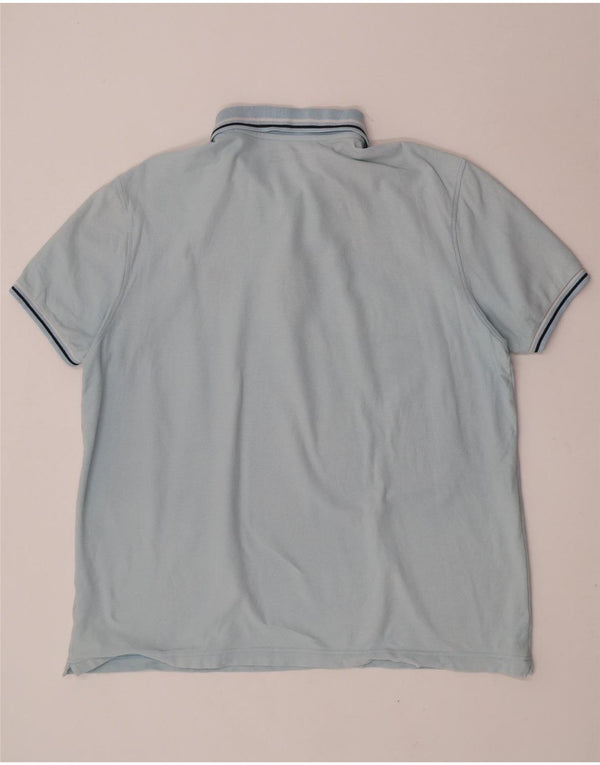 Lotto Mens Polo Shirt XL Blue Striped Cotton