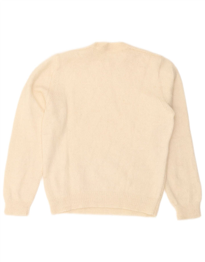 Vintage Womens Crew Neck Jumper Sweater UK 14 Medium Off White