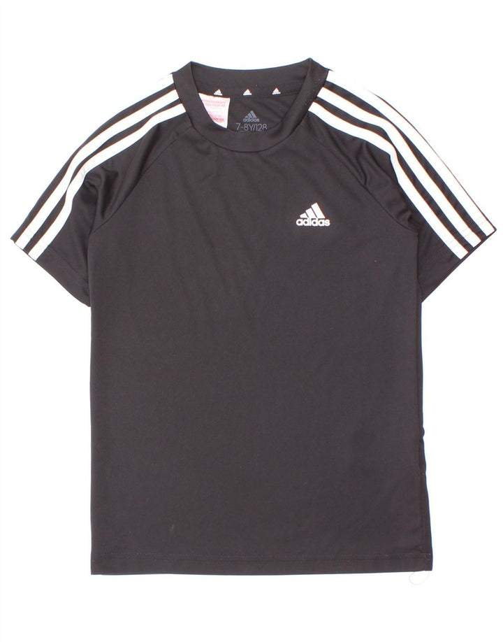 Adidas Boys Aeroready T-Shirt Top 7-8 Years Black Polyester