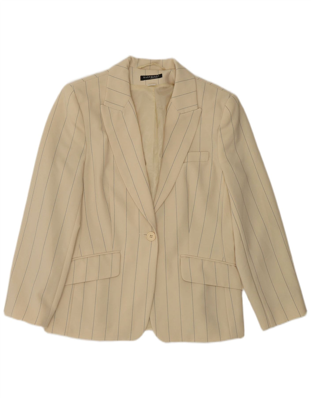 Jachetă Blazer pentru femei Raspberry cu 1 nasture UK 12 Medium Bej Poliester cu dungi