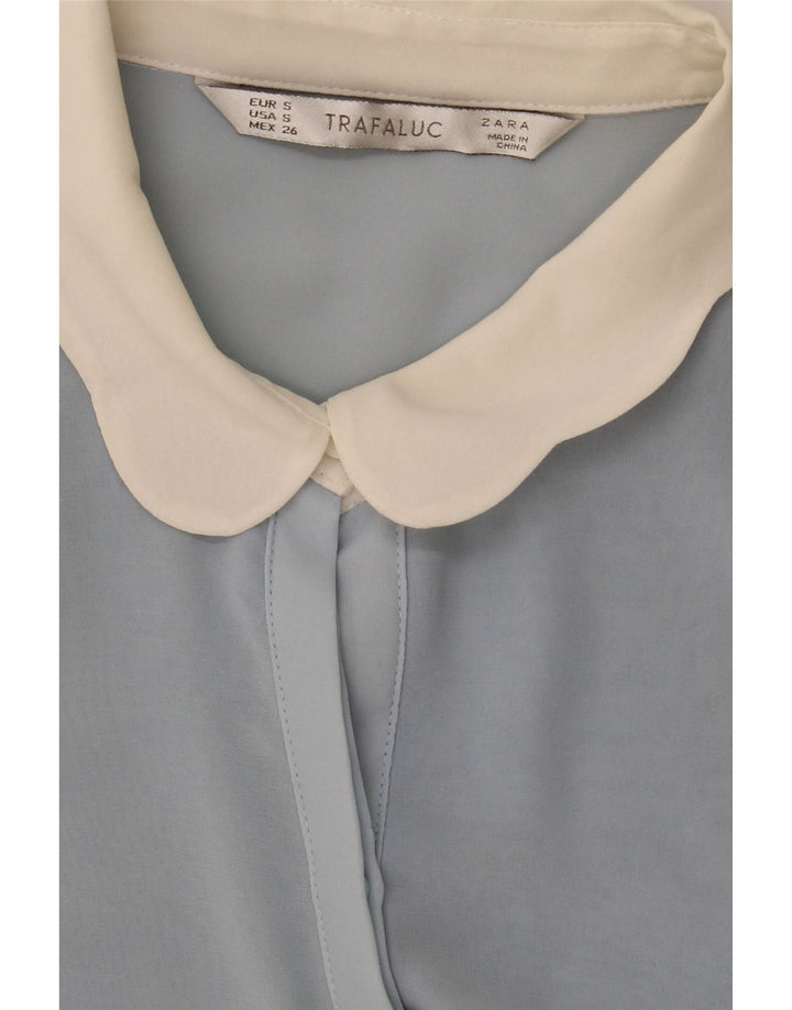 Zara Womens Shirt Blouse UK 10 Small Blue Colourblock