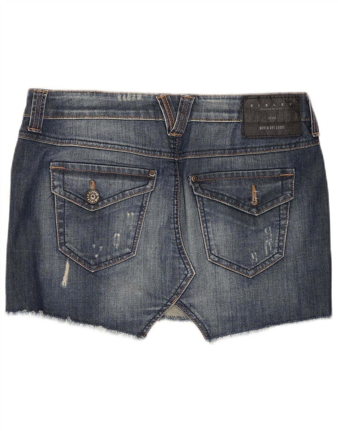 Sisley Womens Distressed Mini Denim Nederdel W29 Medium Blue Bomuld