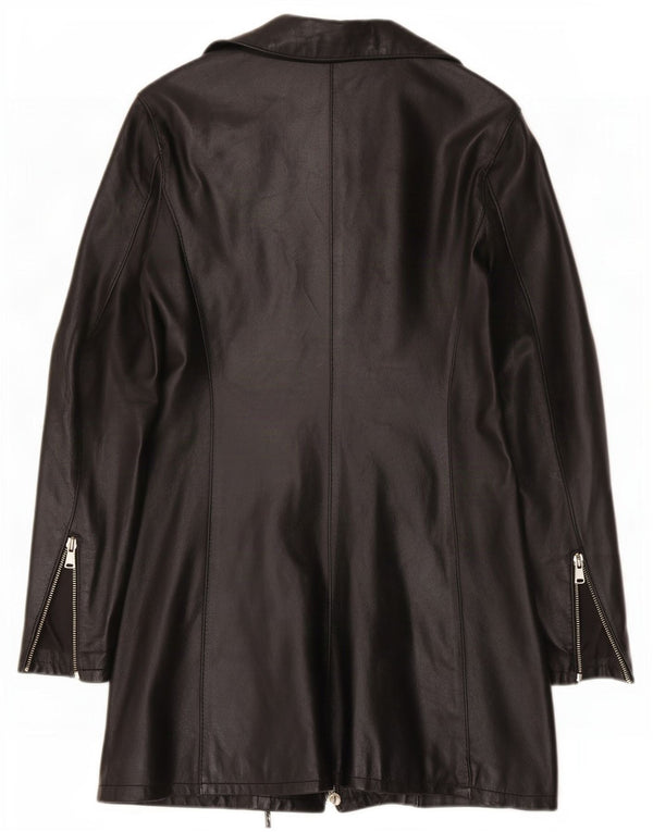 Sasch Damen Ledermantel UK 12 Medium Schwarz