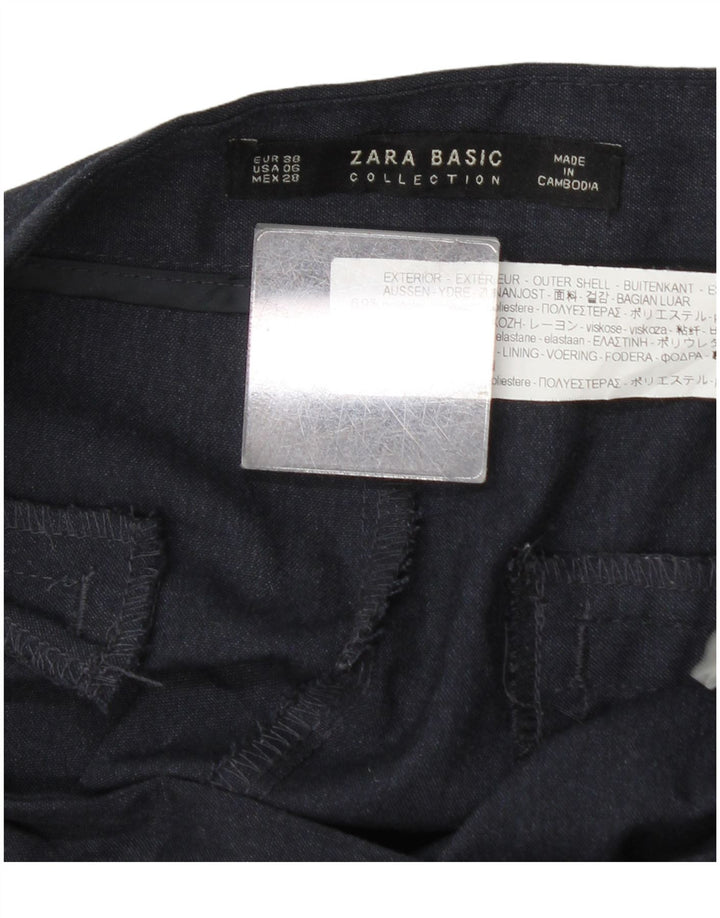Zara Womens Slim Suit Trousers EU 38 Small W28 L28 Navy Blue Polyester