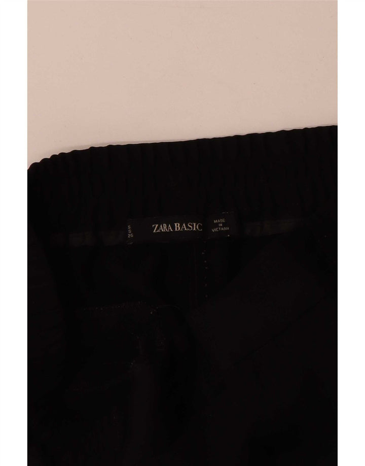 Zara Womens Wide Leg Trousers Small W26 L30 Black Colourblock Polyester