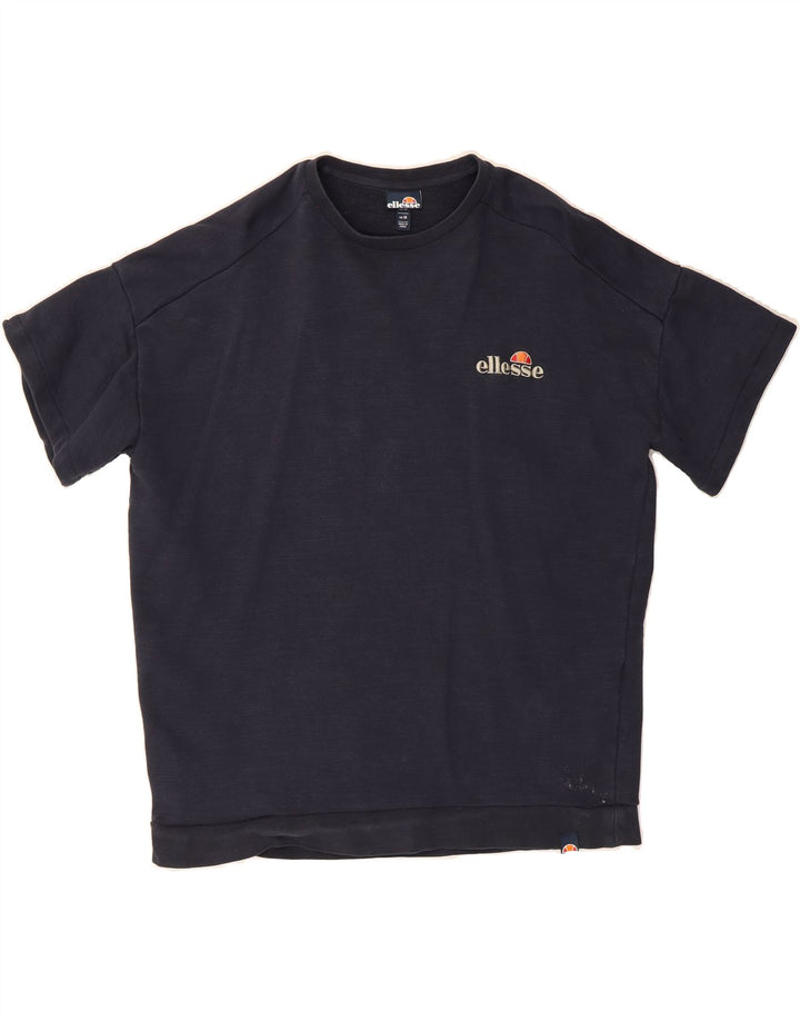 ELLESSE Mens Short Sleeve Sweatshirt Jumper Medium Navy Blue Cotton Vintage Ellesse and Second-Hand Ellesse from Messina Hembry 