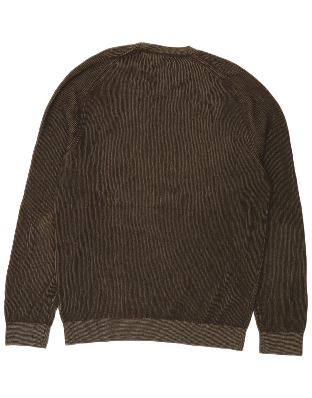 Massimo Dutti Mens Crew Neck Jumper Sweater XL Khaki Cotton