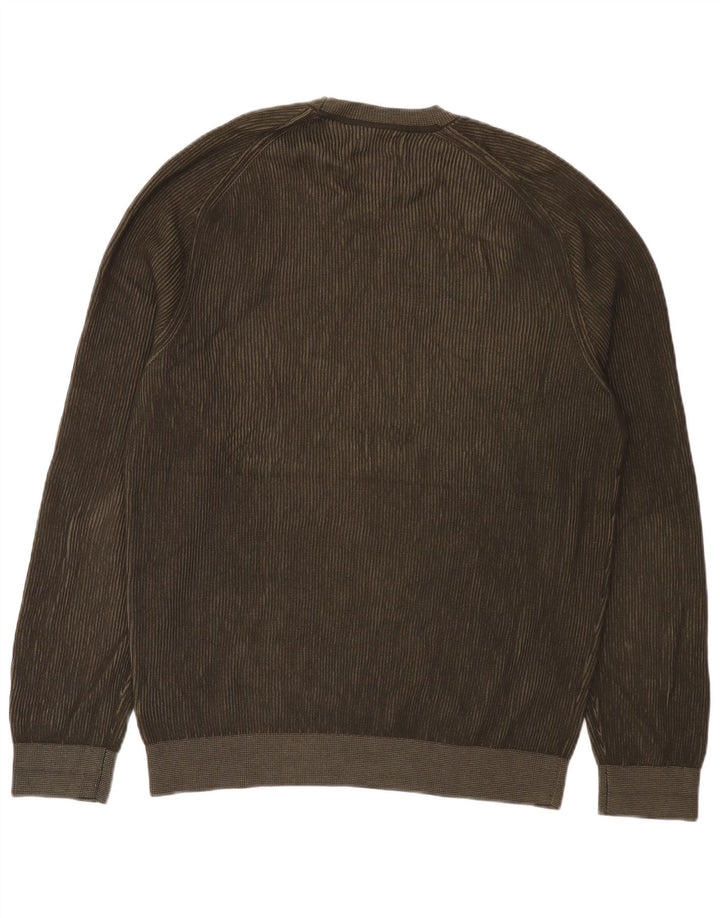 Massimo Dutti Mens Crew Neck Jumper Sweater XL Khaki Cotton