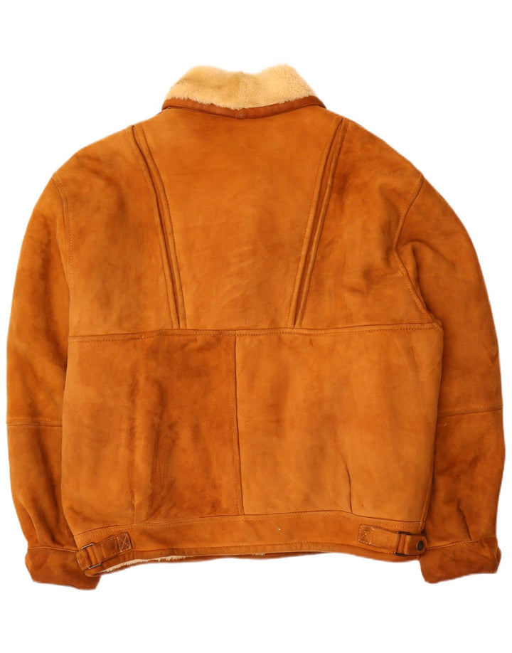 Vintage Herre Shearling Jacket IT 54 2XL Brun Shearling