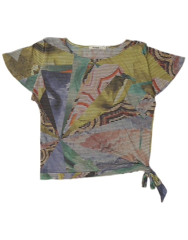 Desigual Blusa corta para mujer Top UK 14 Medium Multicolor Pinstripe