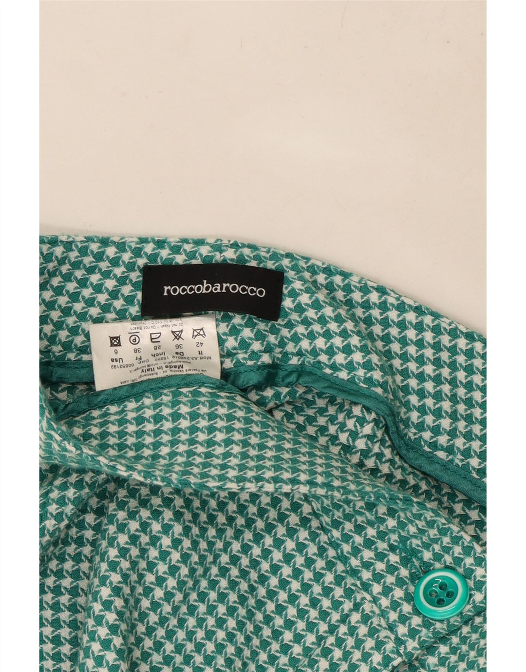 ROCCOBAROCCO Damen Chinoshorts US 6 Medium W30 Grüne Hahnentrittwolle