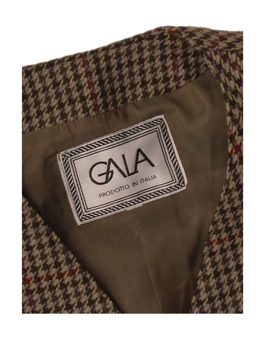GALA Womens 5 Button Blazer Jacket UK 12 Medium Brown Houndstooth Vintage Gala and Second-Hand Gala from Messina Hembry 