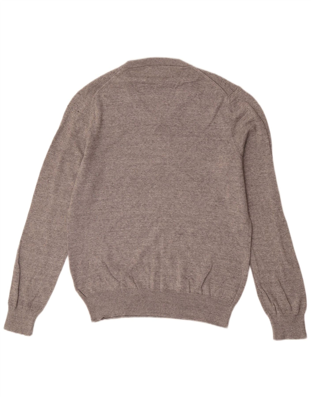 Marks & Spencer Mens V-Neck Jumper Sweater Large Grey Cotton