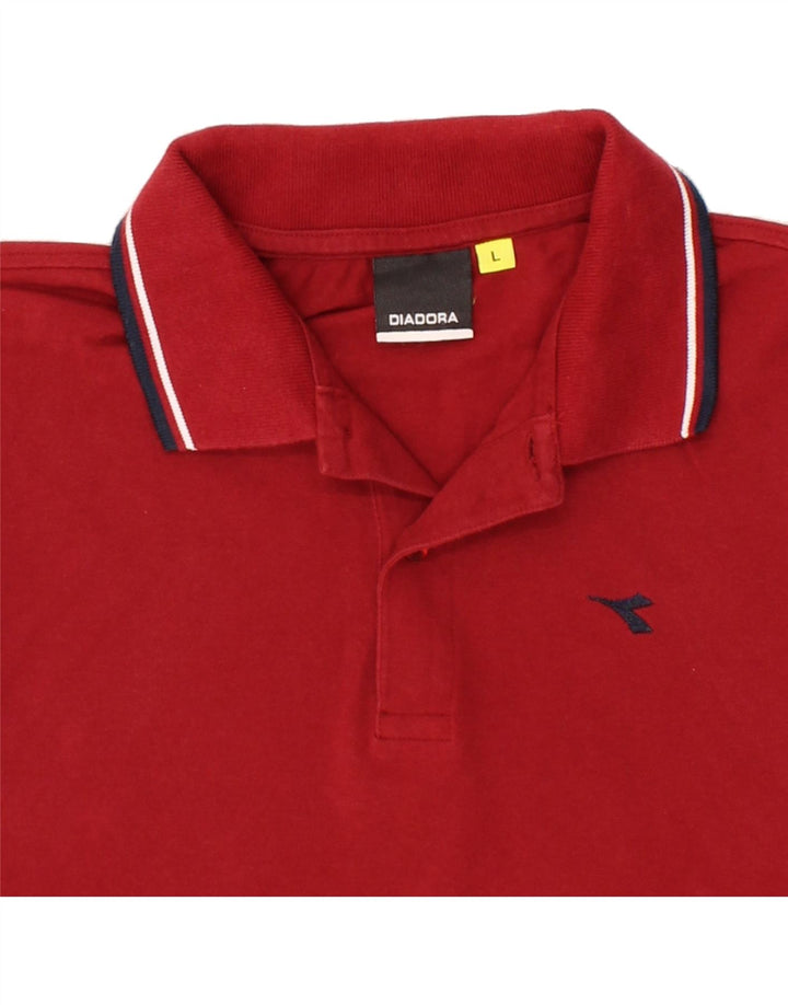 DIADORA Mens Polo Shirt Large Red Cotton Vintage Diadora and Second-Hand Diadora from Messina Hembry 