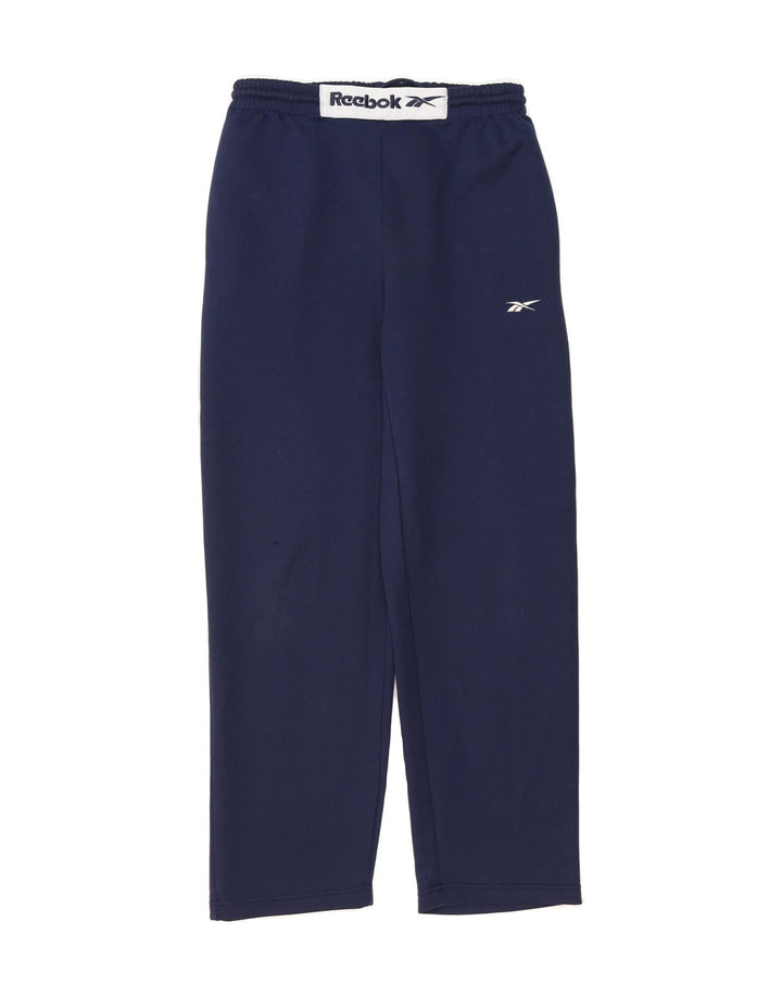 REEBOK Mens Graphic Tracksuit Trousers Small  Navy Blue Polyester Vintage Reebok and Second-Hand Reebok from Messina Hembry 