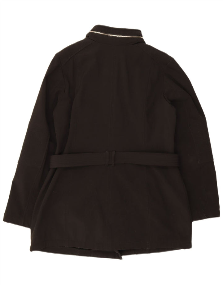 MICHAEL KORS Womens Overcoat UK 16 Large Black Cotton