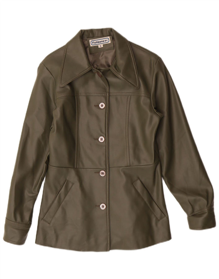 FISHBONE Giacca da donna in ecopelle UK 10 Small Verde Poliuretano
