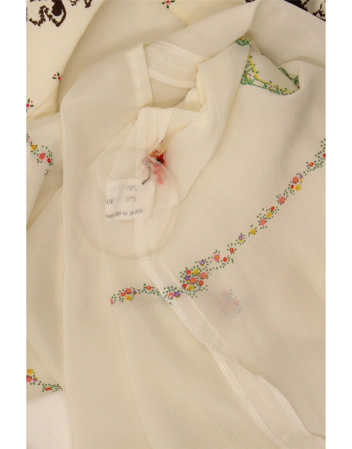 Vintage Womens See Through Shirt Blouse IT 44 Medium Off White Floral