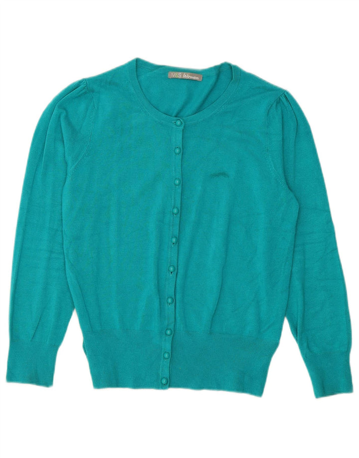 Marks & Spencer Womens Cardigan Sweater UK 16 Large Blue Viscose