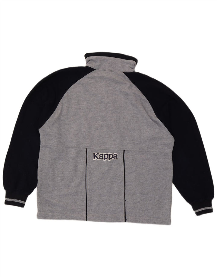 Kappa Herren Grafik-Sweatshirt mit Reißverschluss am Hals, Mittelgrau, Farbblock