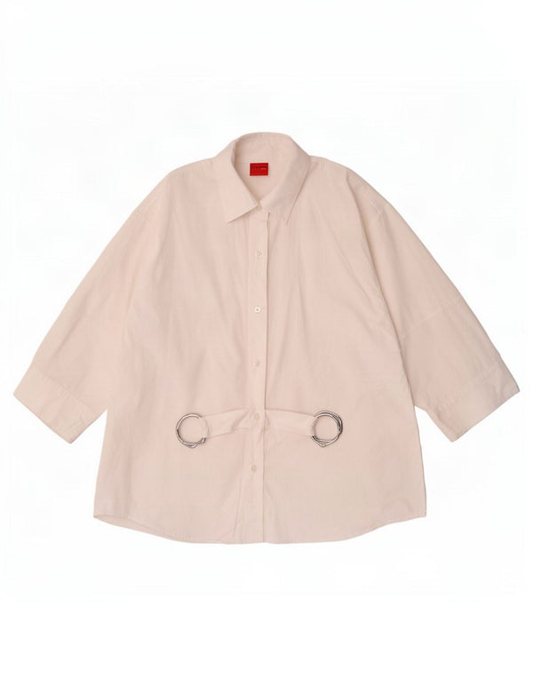 Hugo Boss Camisa extragrande de manga 3/4 para mujer UK 6 XS Algodón blanco