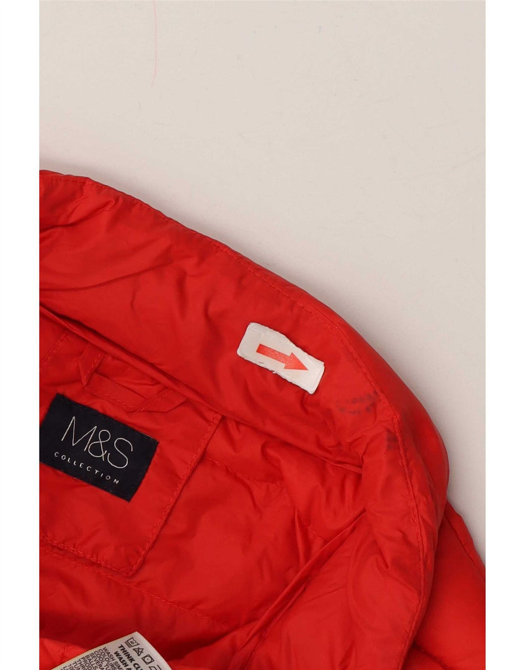 Marks & Spencer Dame Hætte Polstret Gilet UK 12 Medium Rød Polyamid