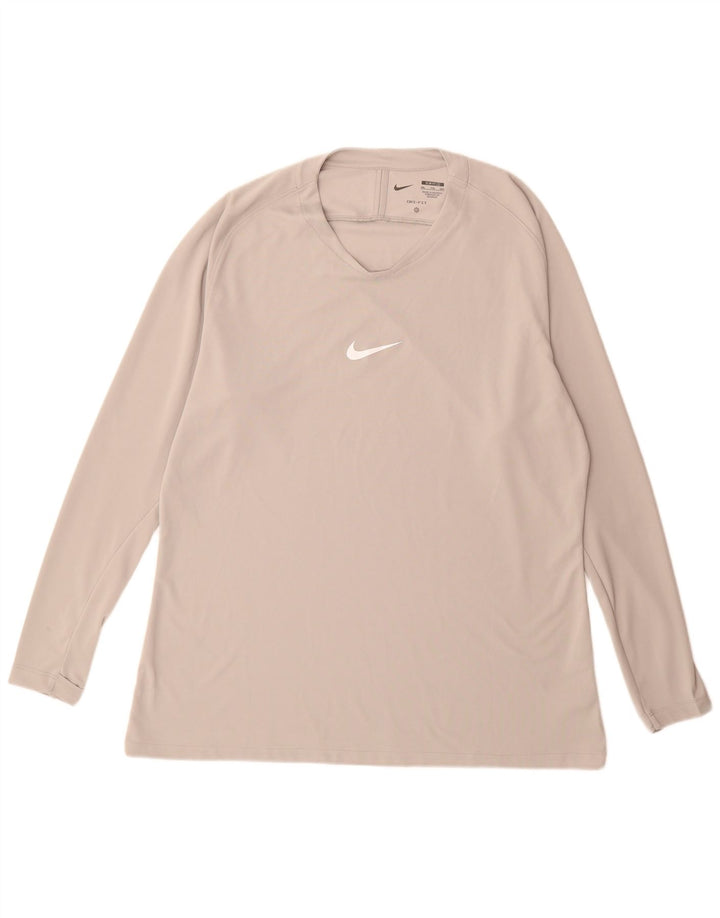 Nike Mens Dri Fit Slim Fit Top Long Sleeve 2XL Grey Polyester