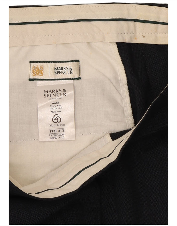 Marks & Spencer Herren-Anzughose mit Pegged-Anzug, W36 L31, marineblaues Polyester