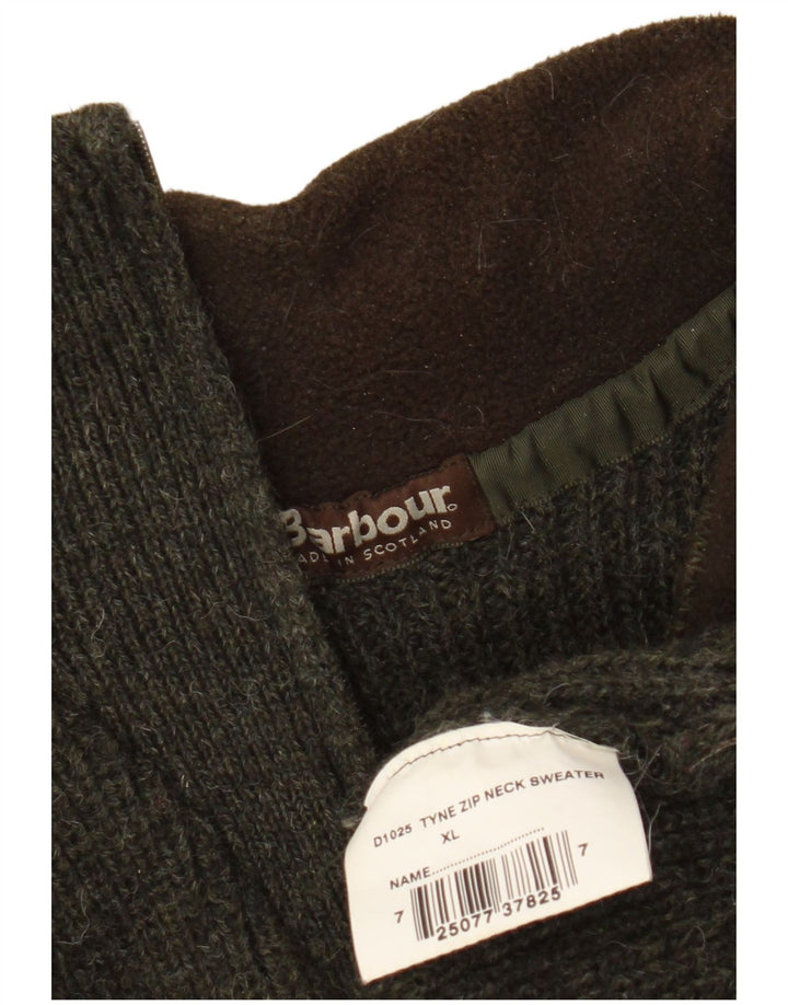 Barbour Mens Zip Neck Jumper Sweater XL Khaki New Wool