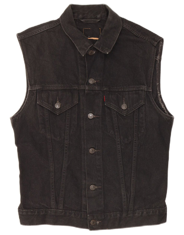 Colete jeans masculino Levi's UK 38 algodão preto médio