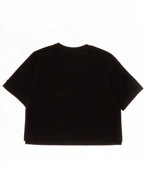 Adidas Damen Crop Graphic T-Shirt Top UK 8/10 Small Schwarz Baumwolle