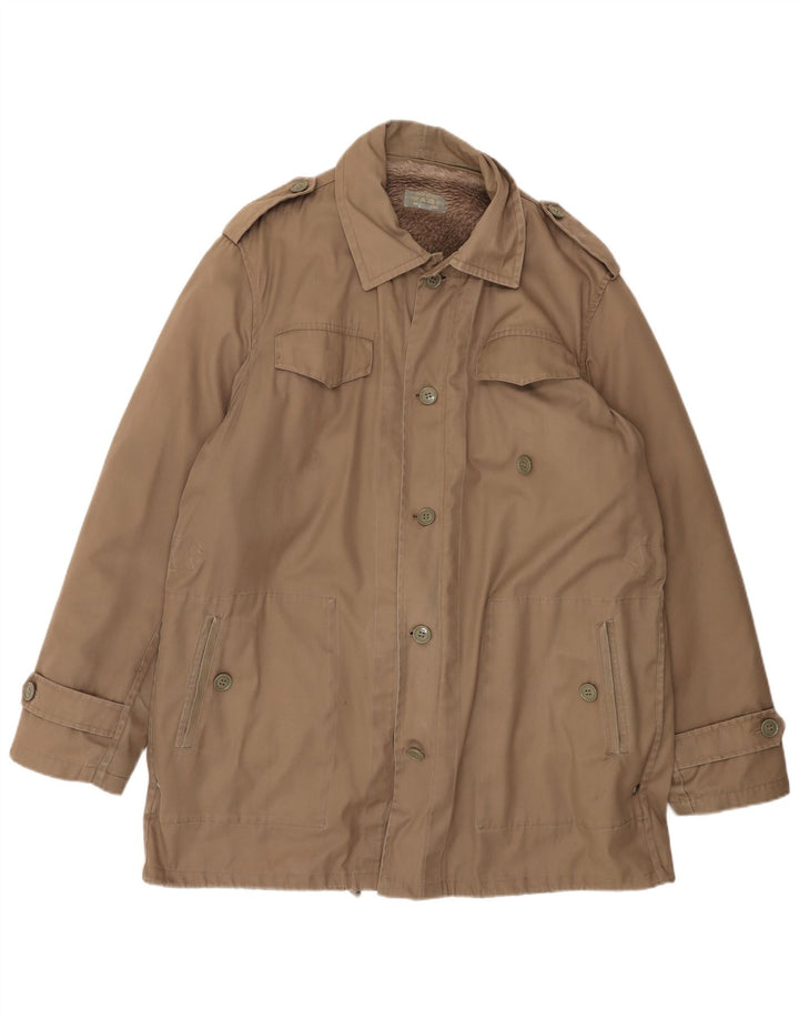 Vintage Mens Sherpa Military Jacket EU 58 4XL Brown Polyester