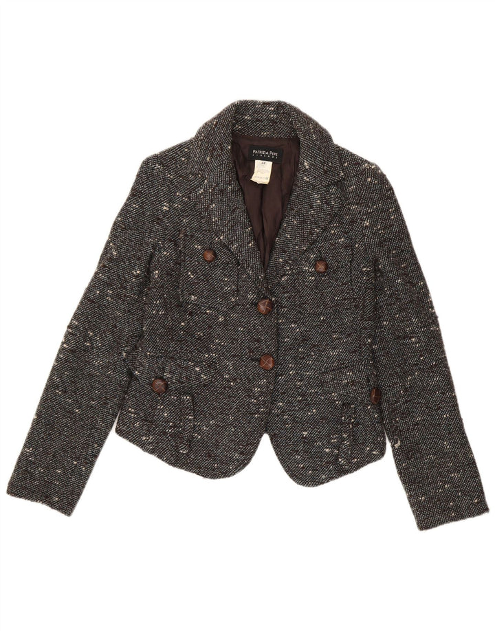 Patrizia Pepe Womens Crop 2 Button Blazer Jacket IT 44 Medium Grey Flecked