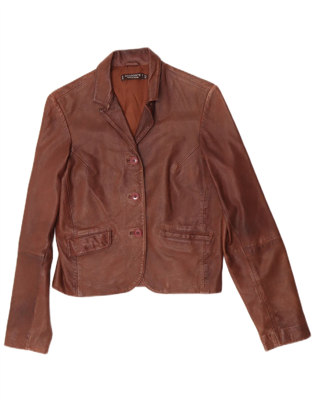 Giacca blazer in pelle da donna a 3 bottoni Mason's IT 42 Marrone medio