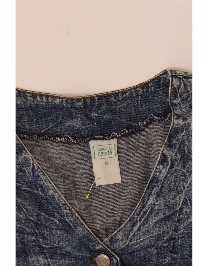 Canda Girls Crop Denim Jacket 15-16 Years Blue Cotton