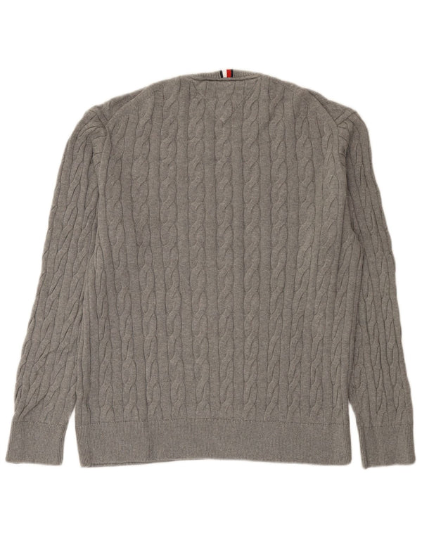 Tommy Hilfiger Mens Crew Neck Jumper Sweater Medium Grey Cotton