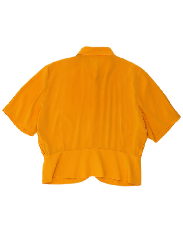 Icam Womens Crop Short Sleeve Shirt Blouse IT 54 3XL Yellow
