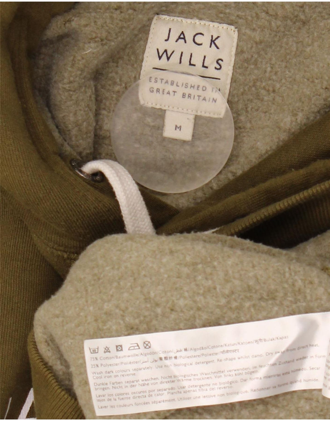 Jack Wills Mens Graphic Hoodie Jumper Medium Green Cotton