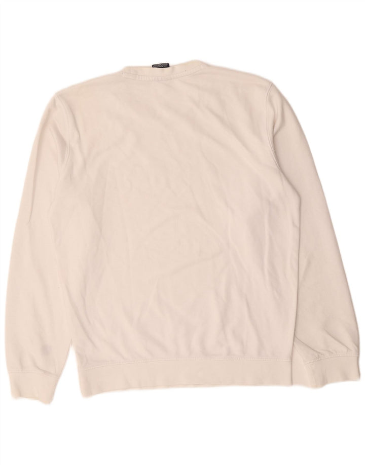 Champion Mens Graphic Sweatshirt Jumper Medium White Cotton