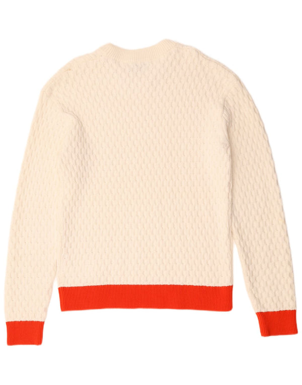 Calvin Klein Mens Crew Neck Jumper Sweater Medium White Colourblock Cotton