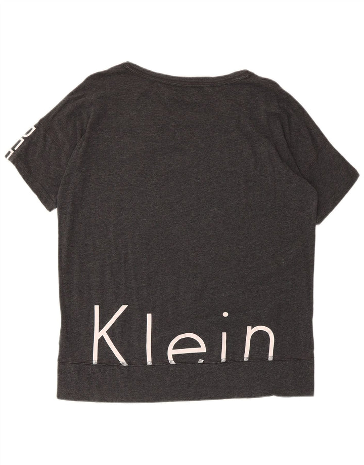 Calvin Klein Dame Performance Graphic T-Shirt Top UK 14 Medium Grey