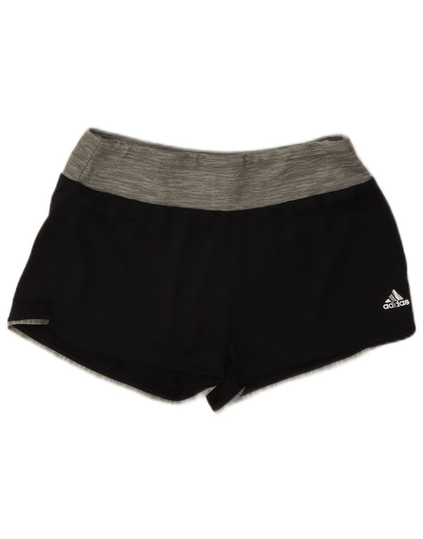 Adidas Womens Climalite Sports Shorts UK 10 Small Black Colourblock