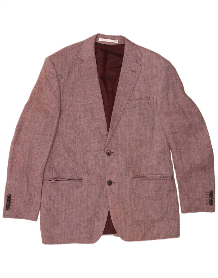 Marks & Spencer Herren-Blazer mit 2 Knöpfen, UK 40, mittelrosa, Fischgrätenmuster