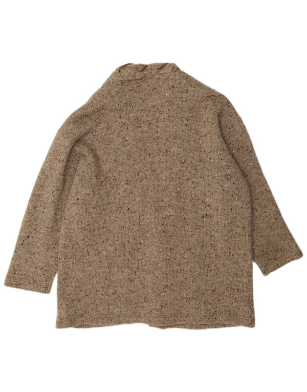 Bianco Blu Womens Open Cardigan Sweater UK 14 Medium Brown Flecked Wool