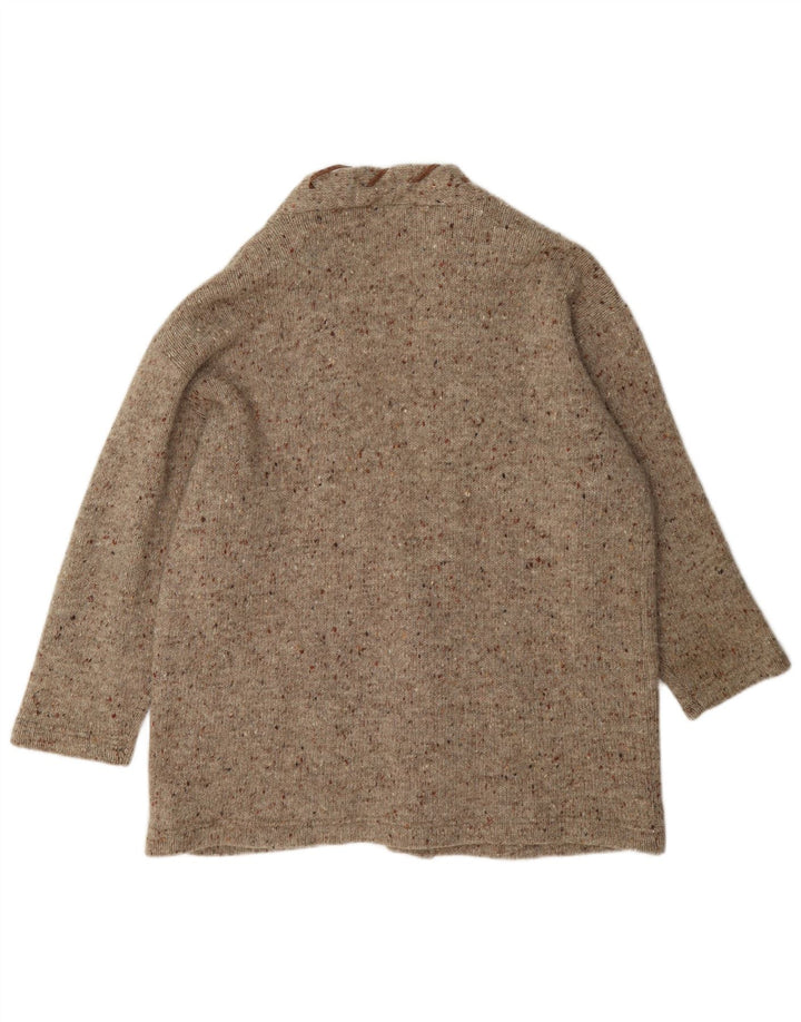 Bianco Blu Womens Open Cardigan Sweater UK 14 Medium Brown Flecked Wool