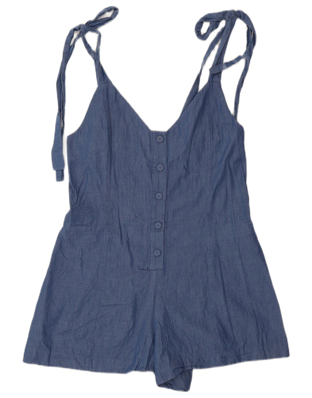 Zara Womens Playsuit UK 10 Small  Blue Cotton