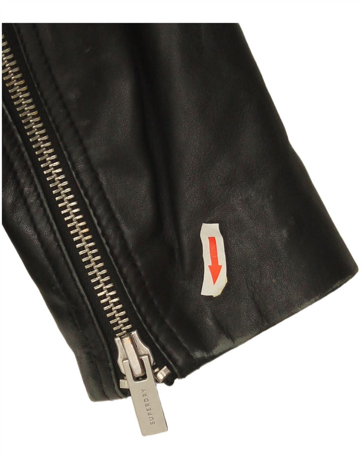Jachetă motociclist din piele pentru bărbați Superdry UK 42 XL negru