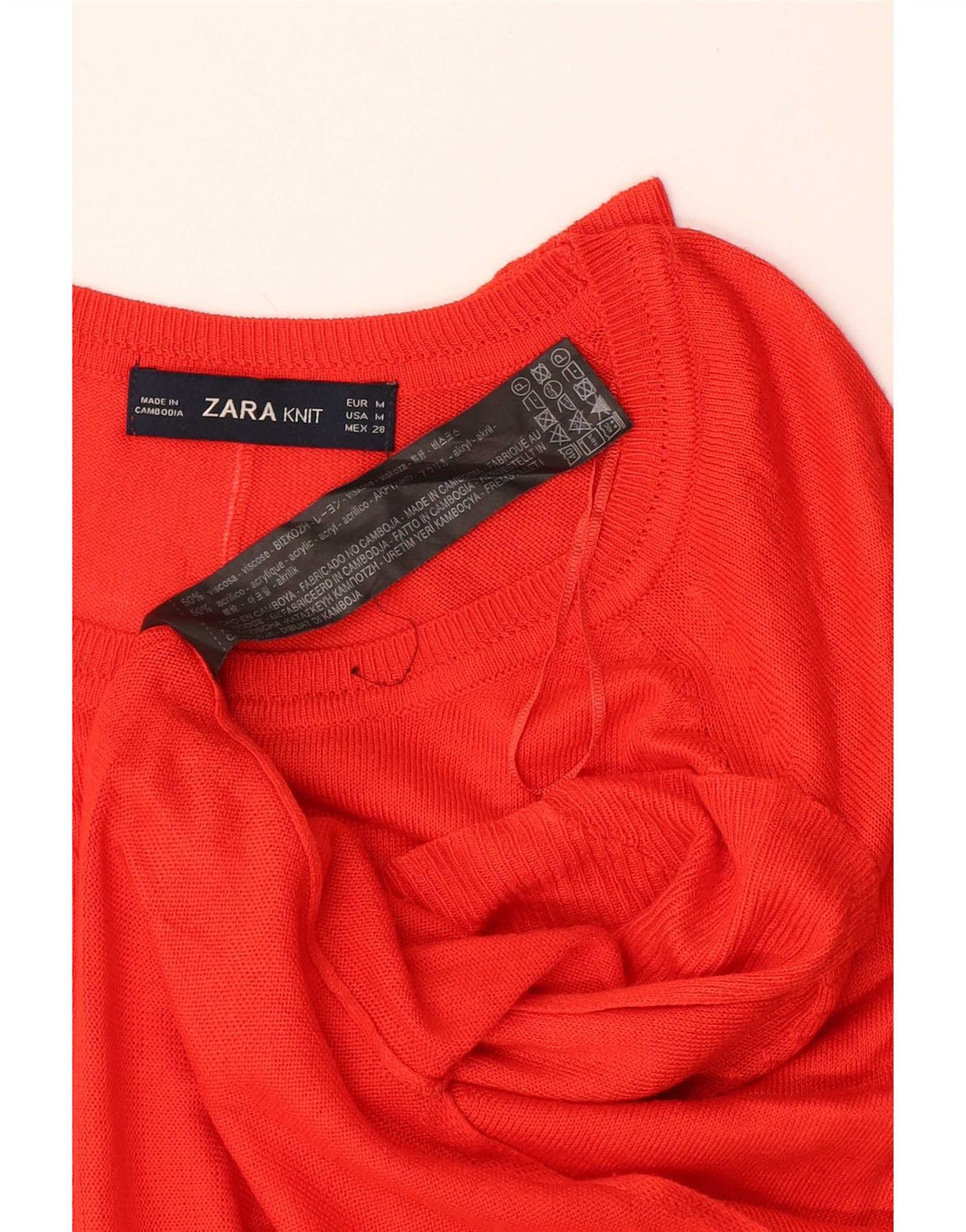 Zara Womens Oversized Boat Neck Jumper Sweater UK 14 Medium Orange Viscose