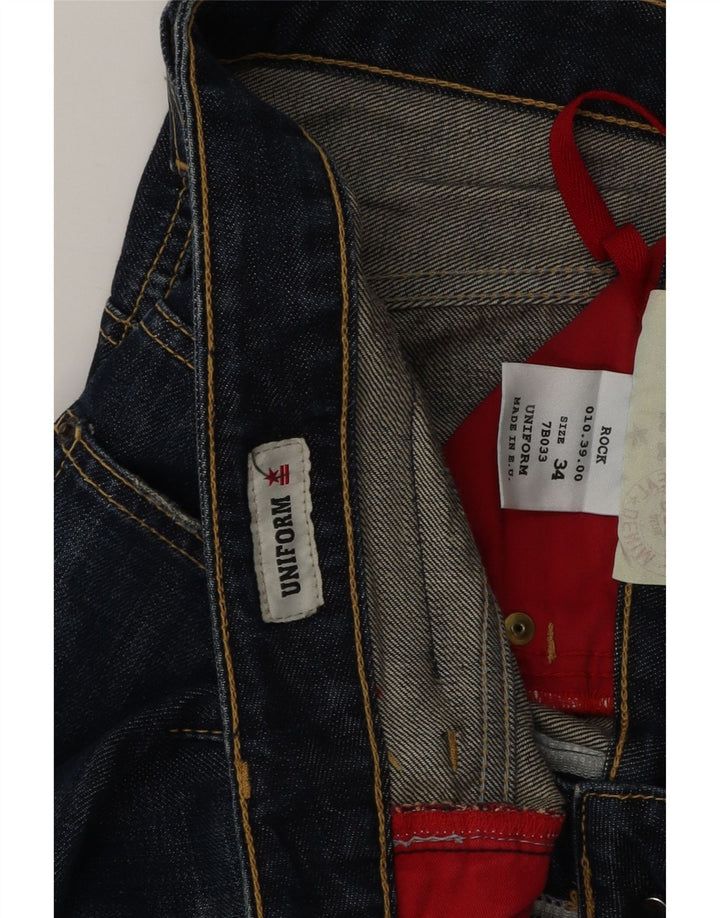 Uniform Mens Straight Jeans W34 L32 Blue Cotton